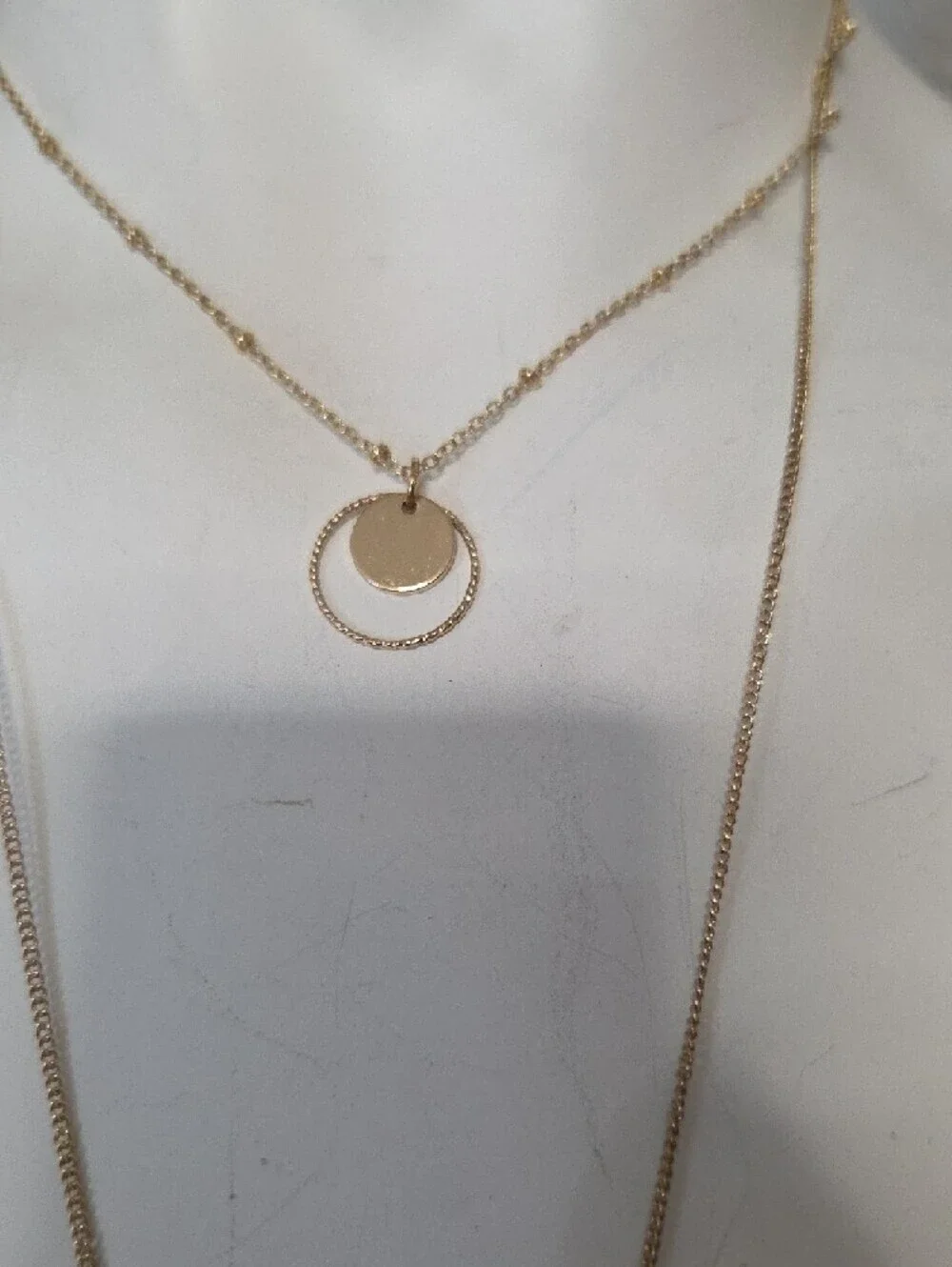 Layered Gold Disc Lariat Necklace - Elegant Women’s Jewelry
